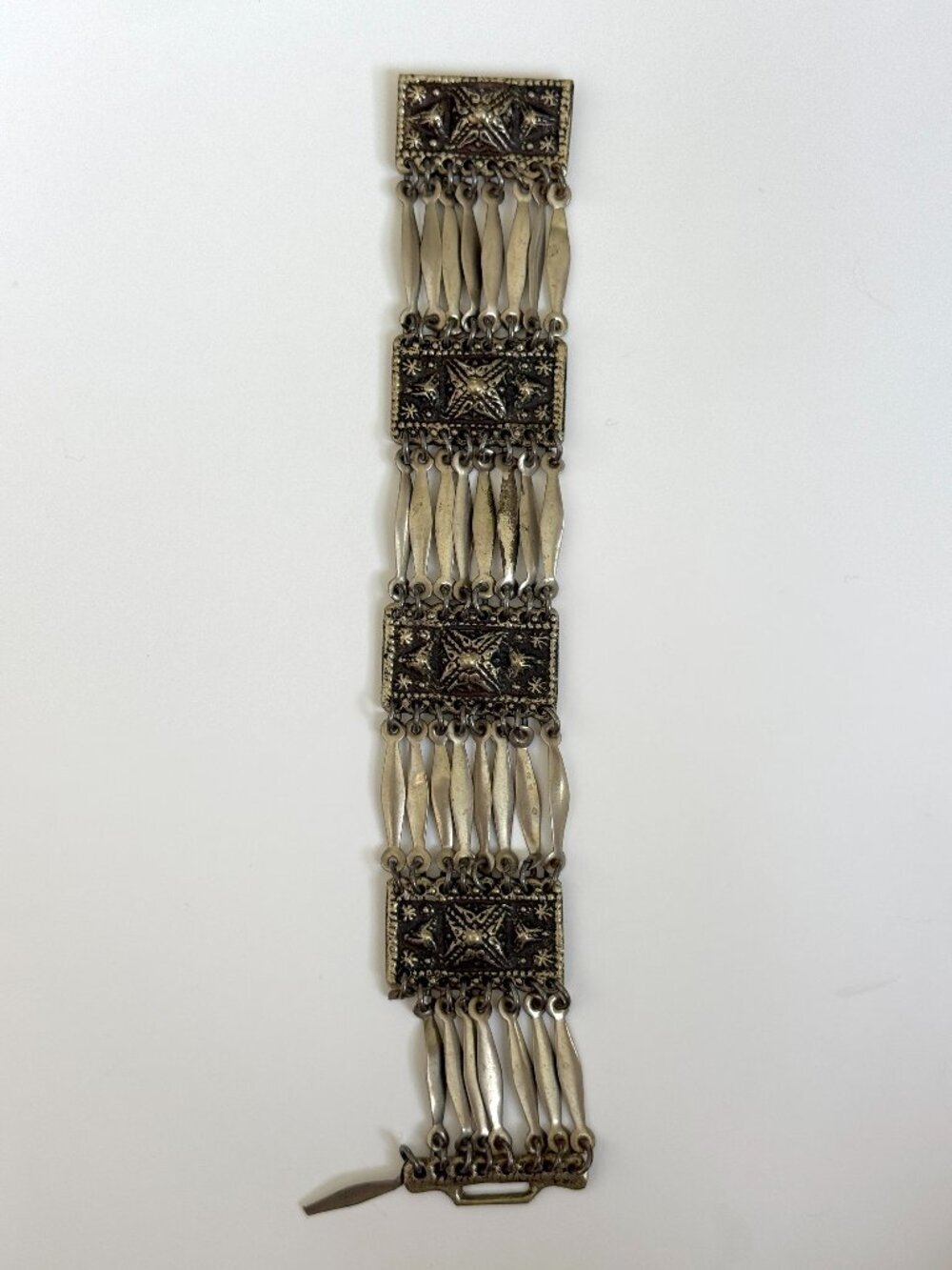Vintage Sterling Silver Taxco Mexico 925 Panel Bracelet Boho Statement